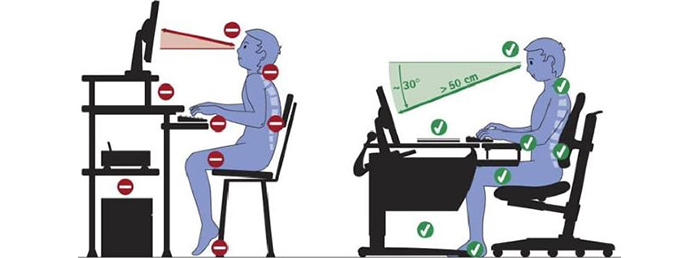 расстояние до монитора во время работы